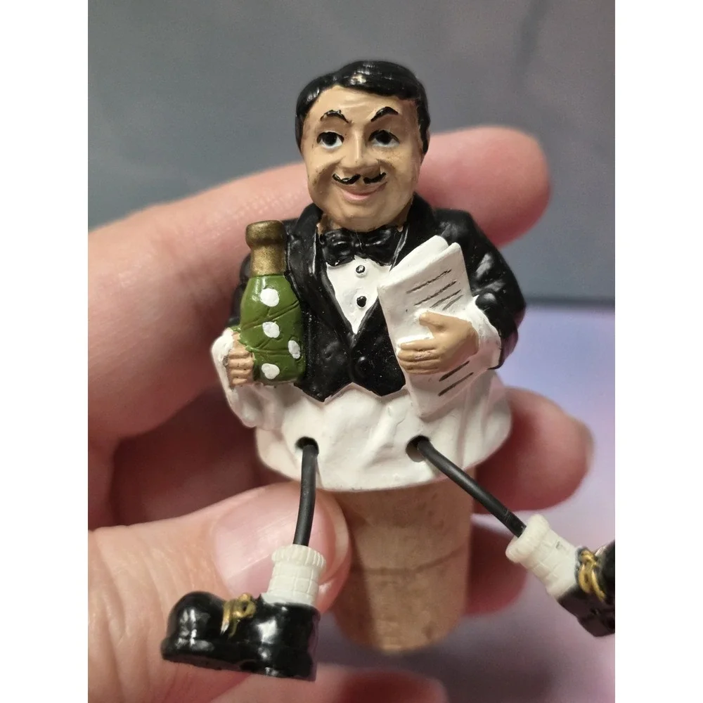 WINE BOTTLE TOPPER Figural Shaped WAITER Legs Dangle